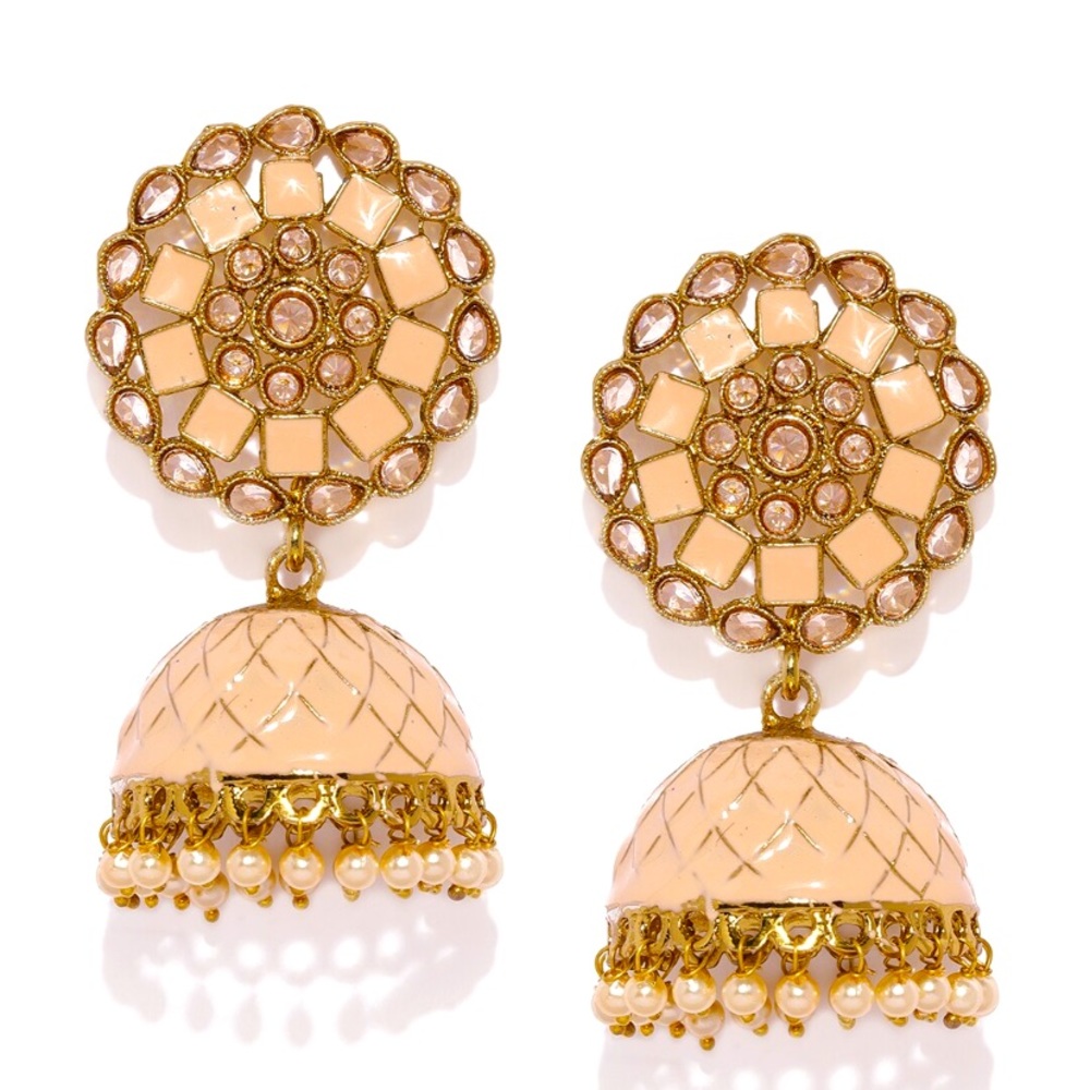 Peach Indian Pakistani Afghani Boho Ethnic Drop Earrings Jhumka 💕